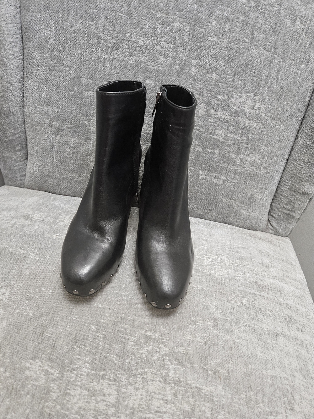 Vince Camuto Black Stud-Trim Leather Ankle Boots